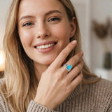 14K Gold Plated Turquoise Ring Western Jewelry Anniversary Birthday Gift for Women