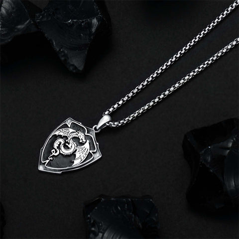 Sterling Silver Viking Dragon Eagle Wolf Animal Pendant Necklace for Men