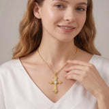 10K 14K 18K Gold Cross Pendant Necklace Religious Jewelry Gifts for Men and Women