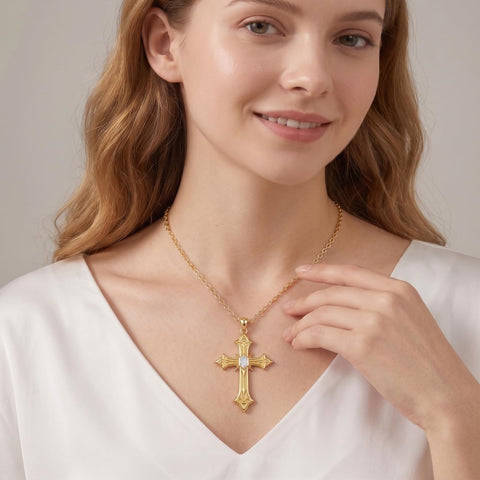 10K 14K 18K Gold Cross Pendant Necklace Religious Jewelry Gifts for Men and Women