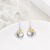 Drop Earrings for Women 925 Sterling Silver Teacup Dangle Earrings for Girls Cute Animal Earrings Animal Jewelry Gift