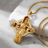 St Michael St Benedict  St Christopher Virgin MaryPendant Necklace 14K Gold Plated Christian Catholic Jewelry