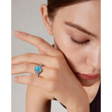 Sterling Silver Cushion Marquise Pear Round Oval Cut Turquoise Engagement Ring for Women