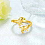 Sterling Silver  Dachshund Dog Adjustable Ring Gifts for Women Dog Lovers