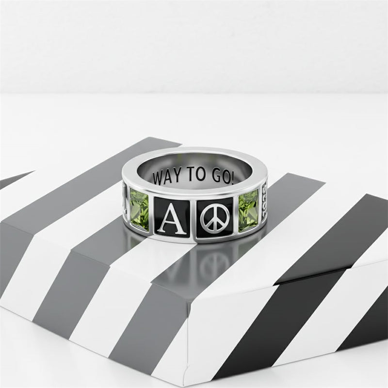 Sterling Silver 10K 14K 18K Gold Personalized Birthstone Pattern High School College Class Ring