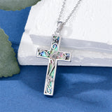 Sterling Silver Abalone Shell Bee Butterfly Dragonfly  Hummingbird Ladybug Cross Pendant Necklace for Women