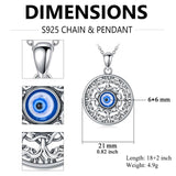 Sterling Silver  Evil Eye Protection Pendant Necklace