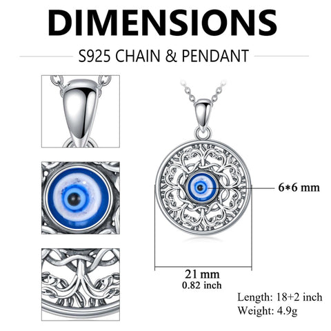 Sterling Silver  Evil Eye Protection Pendant Necklace