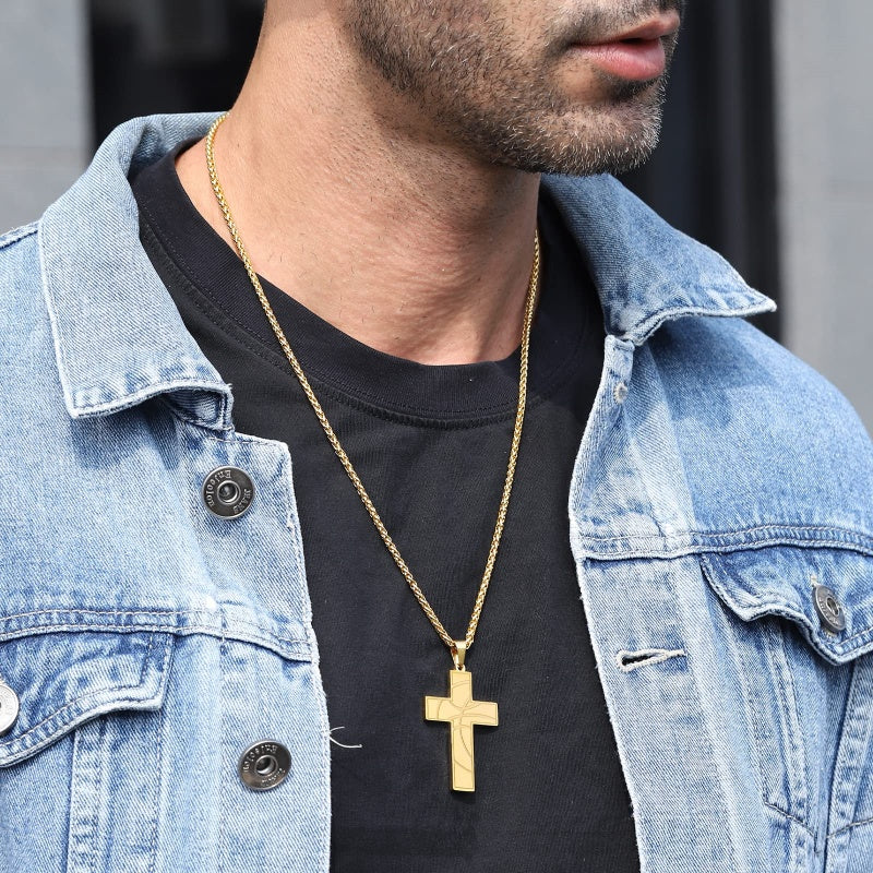 14K Gold Plated Bible Verse Basketball Cross Pendant Necklace for Men