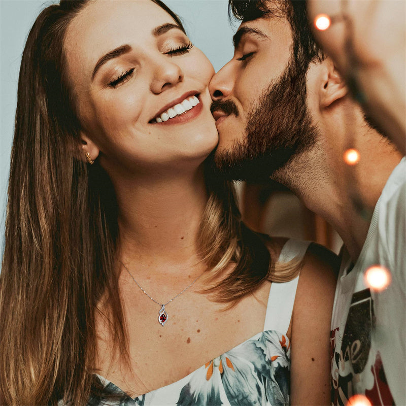 Sterling Silver Teardrop Birthstone Infinity Love Necklace for Women