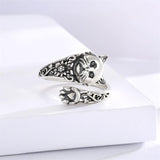Sterling Silver Cat Adjustable Spoon Ring for Women