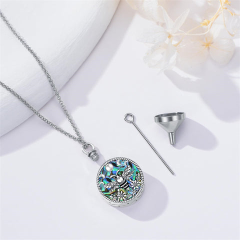 Sterling Silver Abalone Shell Bee Butterfly Dragonfly Urn Necklace for Ashes