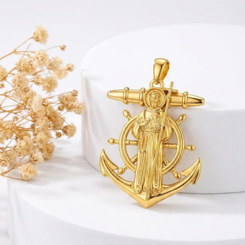 Christian Religious Medal Amulet 14K Gold Plated Pendant  Necklace