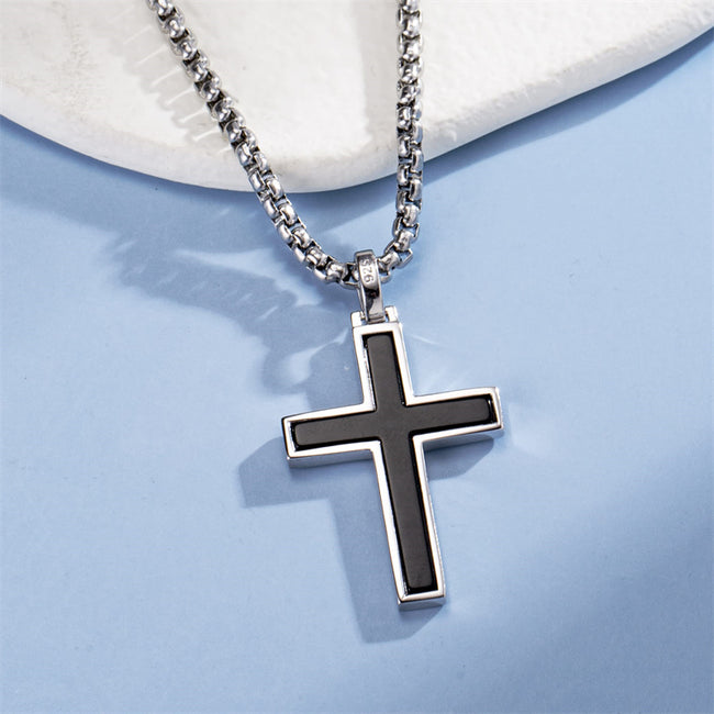 Cross Necklaces Sterling Silver Cross Pendant NecklaceGifts For Men Boys With Strong Stainless Steel Box Chain