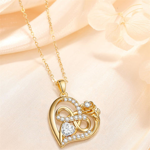 Sterling Silver Birthstone Rose Necklace for Women