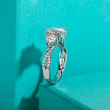 Sterling Silver Round Cut Moissanite 3 Stone D Color Engagement Ring