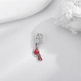 Sterling Silver Red Cardinal Bird Charm Beads