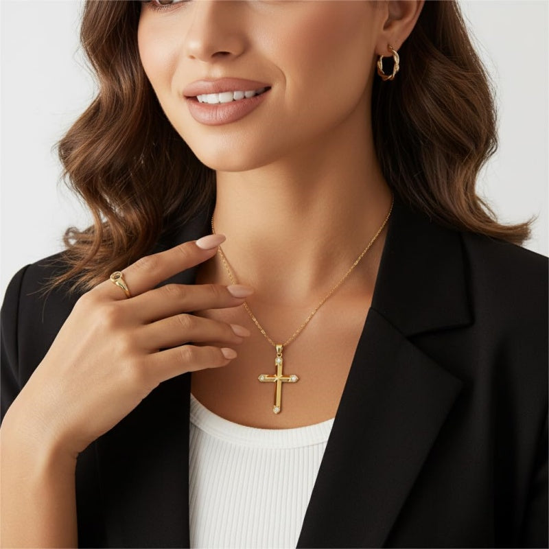 14K Gold Plated Cross Infinity  Pendant Necklace  for Women