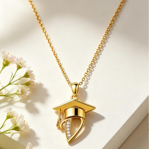 Initial  Graduation 14K Gold Plated Inspiring Grad Pendant Necklace Graduations Jewelry Gifts