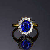14K Yellow Gold Plated Birthstone Halo Engagement Rings for Women