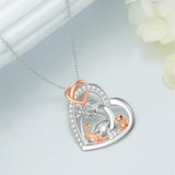 Sterling Silver Cubic Zirconia Dinosaur with 1 2 3 4  Cubs Pendant Necklace
