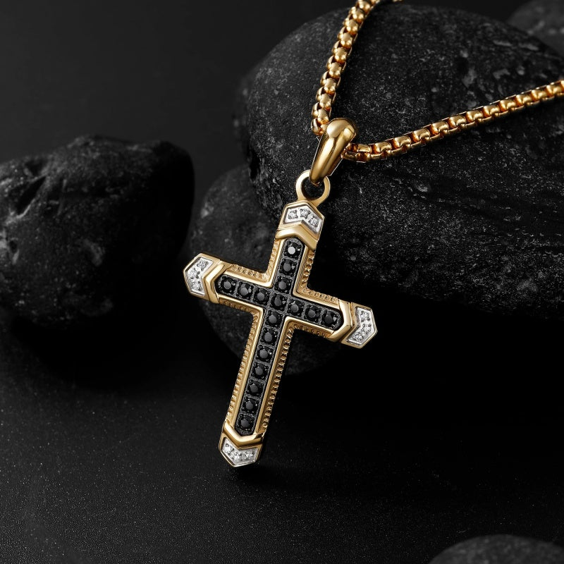 14K Gold Plated Cubic Zirconia Cross Necklace