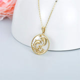 14K Solid Gold Dolphin Necklace Moissanite Necklaces for Women Dainty Pendant Necklace