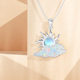 Sun Necklace for Women 925 Sterling Silver Cloud Pendant Opal Moonstone Jewelry for Birthday Christmas