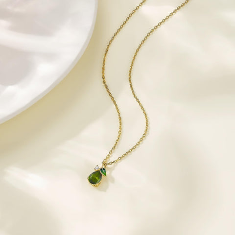 14K Gold Plated  Teardrop Birthstone Pendant Necklace Birthday Gifts for Women