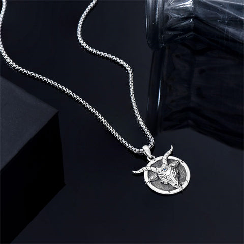 Sterling Silver Lion Tiger Satanic Goat Owl Scorpion Eagles Deer Pendant Necklace for Men