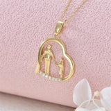 14K Solid Gold Heart Daughter Necklace from Dad Father Love, Real Gold I Love You Forever Heart Pendant Necklace Jewelry Gifts