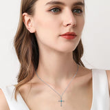 14K Gold Plated Turquoise Cross Pendant Necklace Western Jewelry for Women