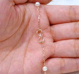 14k Gold Infinity Bracelet for Women, Real Pearl Love Knot Bracelet, 6.9"+0.7"+0.7"