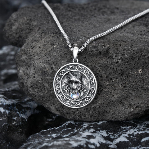 Sterling Silver Moonstone Wolf Protection Pendant Necklace