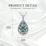 Sterling Silver Abalone Shell Dragonfly Butterfly Bee Hummingbird Pendant Necklace for Women