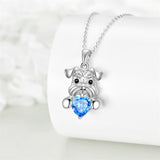 Sterling Silver Birthstone Schnauzer Pendant  Necklace
