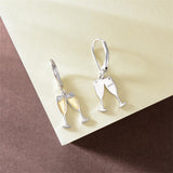 Sterling Silver Champagne Dangle Leverback Earrings