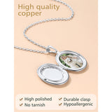 Copper Personalized  Photo Oval Olive Leaf Pendant Necklace