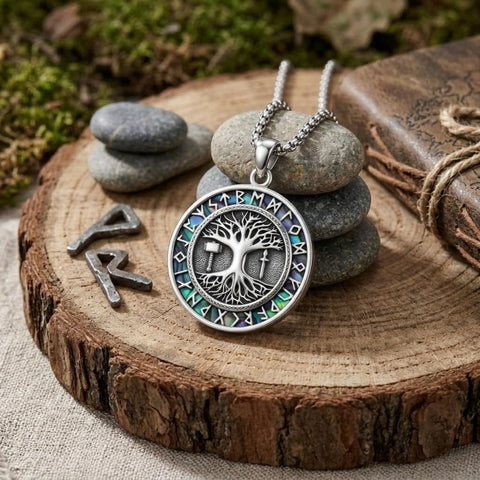 Sterling Silver Peace Sign Coexist Peace Symbol Pirate Tree of Life Thor's Hammer Wolf Raven Viking Series Necklace