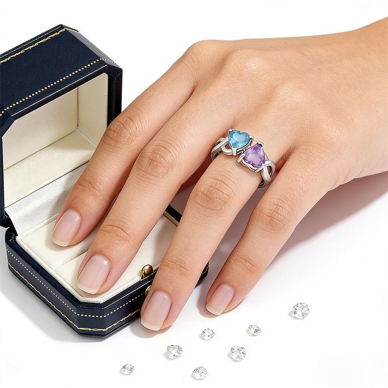 Sterling Silver 2-5 Birthstones Family Ring Gifts for Mother's Day