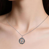 Sterling Silver Turquoise Compass Pendant Necklace Graduation Gifts 2025 Rotating Jewelry