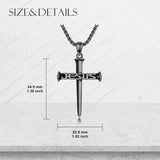 Sterling Silver  Nail Cross Jesus Pendant Necklace