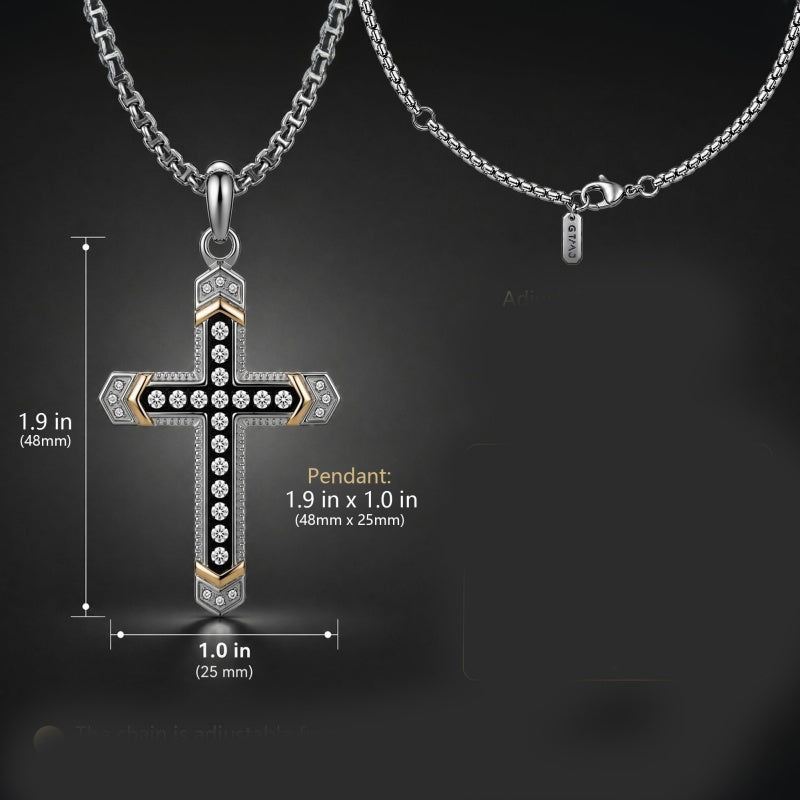 14K Gold Plated Cubic Zirconia Cross Necklace
