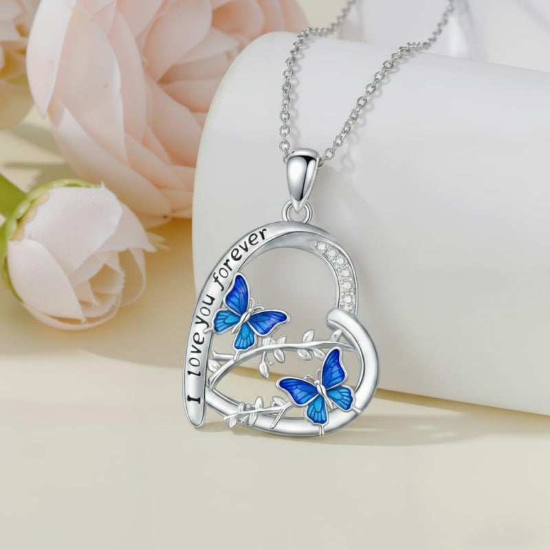 Sterling Silver Mother Daughter Squirrel Monkey Butterfly Bee Owl Necklace Engraved I Love You Forever