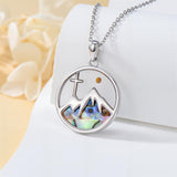 Sterling Silver Mustard Seed Black Cat Hummingbird Cross and Mountain Mountain Turquoise Sun and Moon Pendant Necklace