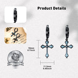 Sterling Silver Black Sword Cross Hoop Earrings Gift for Men Women