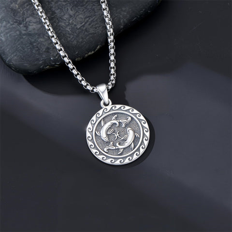Sterling Silver 12 Zodiac Astrology Horoscope Pendant Necklace
