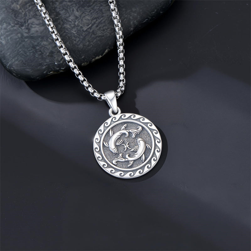 Sterling Silver 12 Zodiac Astrology Horoscope Pendant Necklace