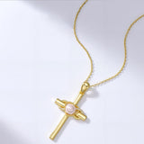 14K Gold Plated Cross Pendant Necklace for Women