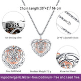 Urn Necklace for Ashes Cremation Jewelry 925 Sterling Silver Memorial Necklace Urn for Human Ashe of Loved Ones